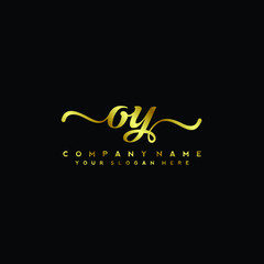 OY Letter Handwriting Vector. gold Handwriting Logo