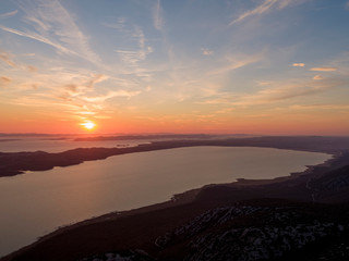 Sunset on Vransko jezero (Vrana Lake) in Croatia