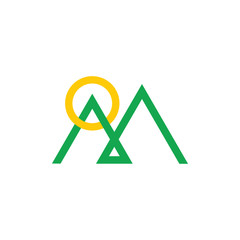 letter m mountain overlapping line logo vector