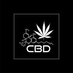 CBD formula isolated on black background