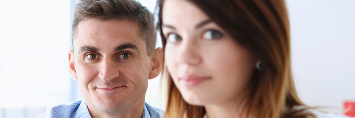 Beautiful woman portrait at workplace examining financial statis