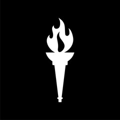 Torch icon isolated on black background 