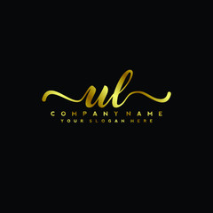 UL Letter Handwriting Vector. gold Handwriting Logo