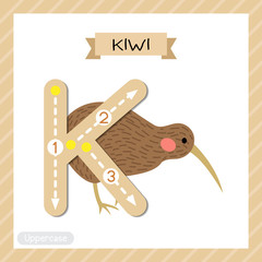 Letter K uppercase tracing. Kiwi bird