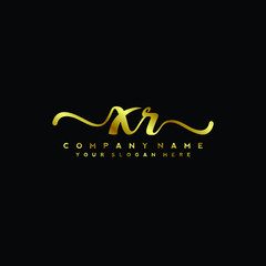 XR Letter Handwriting Vector. gold Handwriting Logo