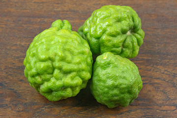 Bergamots on wood table for healthcares concept.