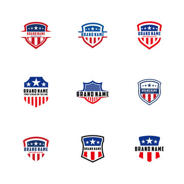 collection of American shield vector design logos