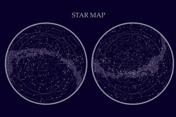 true constellations of the southern hemisphere and Northern hemisphere, © Ulia Koltyrina