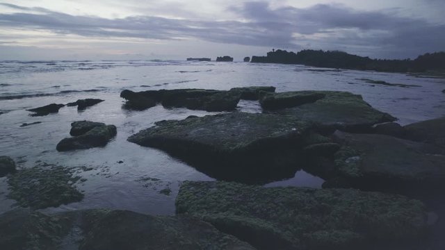 4K video ocean coast nature at the dask time