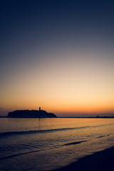 江ノ島 黄昏 サンセット 日本 縦