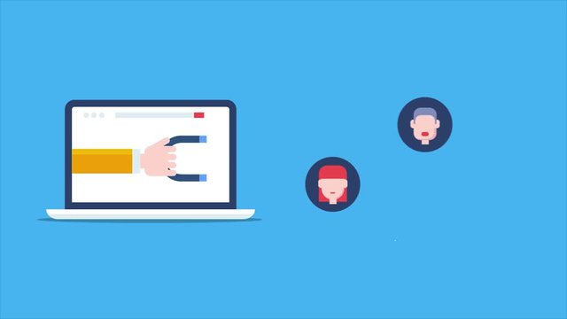 Inbound marketing, magnet attracting new customer, lead generation concept. 2d animation video clip.