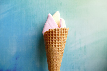 Marshmallows in einer Eiswaffel