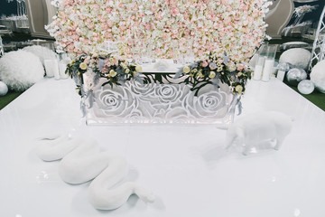 wedding decor in a light style with flowers