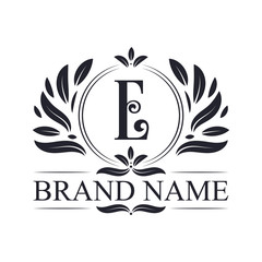 Alphabet E letter logo design. Vintage, luxurious & ornamental luxury letter E logo design template.
