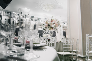 wedding decor in a light style with flowers