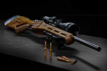 large-caliber hunting rifle close-up 7.62mm