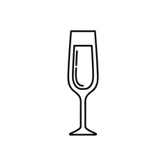 a glass of champagne icon. Element for mobile concept and web apps. Thin line icon for website design and development, app development. Premium icon on white background on white background