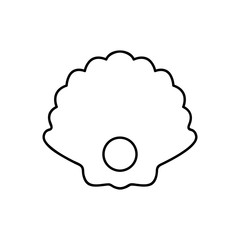 Line style logotype with shell and pearl. Isolated on white background and easy to use. Clean and minimalist symbol. Modern easy to edit logo template.