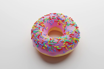 3D CG of Doughnut - strawberry flavor