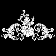 Black vintage baroque ornament, corner. Retro pattern antique style acanthus.Black vintage baroque ornament, corner. Retro pattern antique style acanthus.