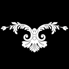 Black vintage baroque ornament, corner. Retro pattern antique style acanthus.Black vintage baroque ornament, corner. Retro pattern antique style acanthus.