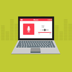 Laptop with ui Music modern app user interface design