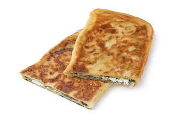 Traditional Moroccan pancake stuffed with spinach and feta cheese