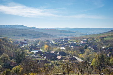Village in central Romania on a hazy autumn afternoon