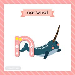 Letter N lowercase tracing. Long tusk Narwhal