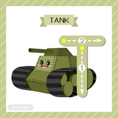 Letter T uppercase tracing. Tank