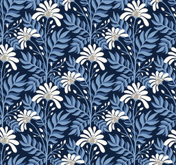 Garden floral pattern, Flower illustration seamless vector