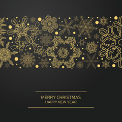 Fototapeta na wymiar New Year holidays greeting card. Christmas holiday invitation. Ornament with snowflakes.