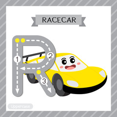 Letter R uppercase tracing. Racecar