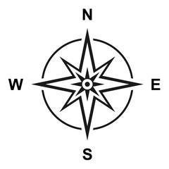 Obraz premium Modern flat icon compass with north, south, east and west symbol isolated on white background