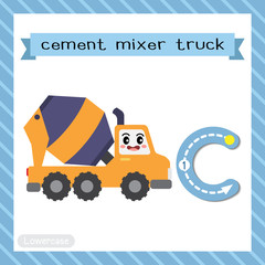 Letter C lowercase tracing. Cement Mixer Truck