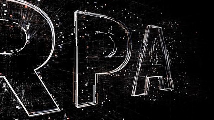 4k RPA word tag cloud;Robotic Process Automation computer code.The Matrix binary text design animation;changing from zero to one digits;abstract tech background.
