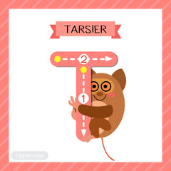 Letter T uppercase tracing. Tarsier