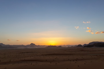 Fototapeta na wymiar Wadi Rum desert at sunset