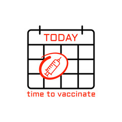 Time to vaccinate illustration. Vaccination reminder or awareness concept. Outline thin line flat illustration. Isolated. 