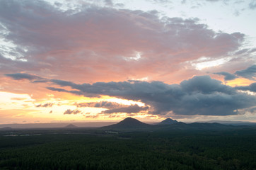 Glass House Mountains at sunset