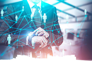 Businessman with smartwatch, HR interface