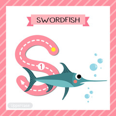 Letter S uppercase tracing. Swordfish