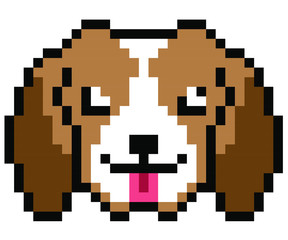 Fototapeta premium vector pixel art Beagle dog isolated on white background, brown and white dog.