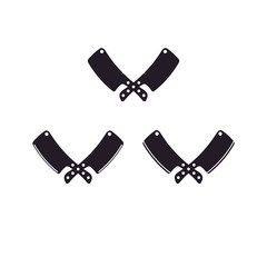 Knife and Cleaver Cross sign for Butcher / Meat Logo Design