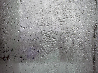 Frozen glass. Water drops