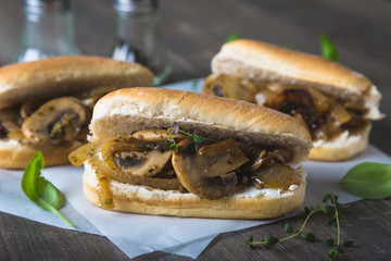 Sandwich with Fried Mushrooms and Onions
