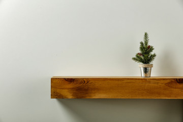 Wooden shelf of free space for your decoration and christmas tree.  © magdal3na