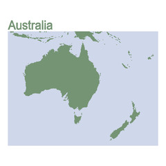 vector illustration with map of continent Australia