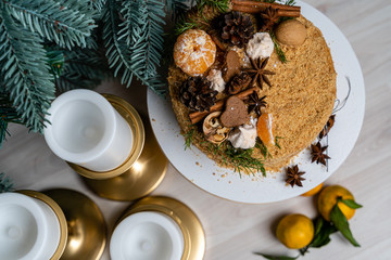 christmas cake with decorations