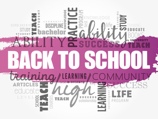 Back to School word cloud collage, education concept background
